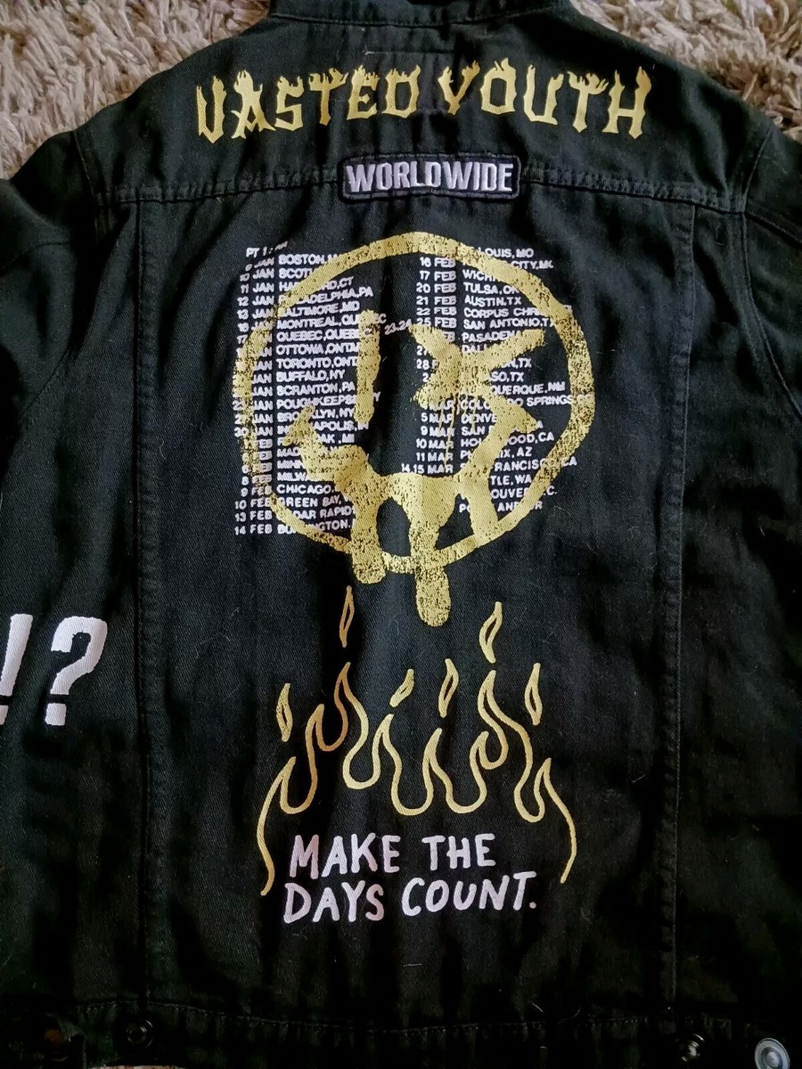 Rare Rue 21 Wasted Youth Limited Edition Black Denim Jean Jacket