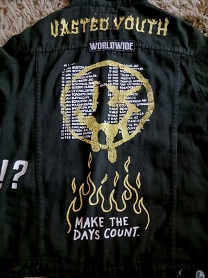 Rare Rue 21 Wasted Youth Limited Edition Black Denim Jean Jacket