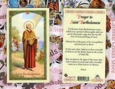 Saint Bartholomew with Prayer to St. Bartholomew - Laminated Holy Card HC9-171E
