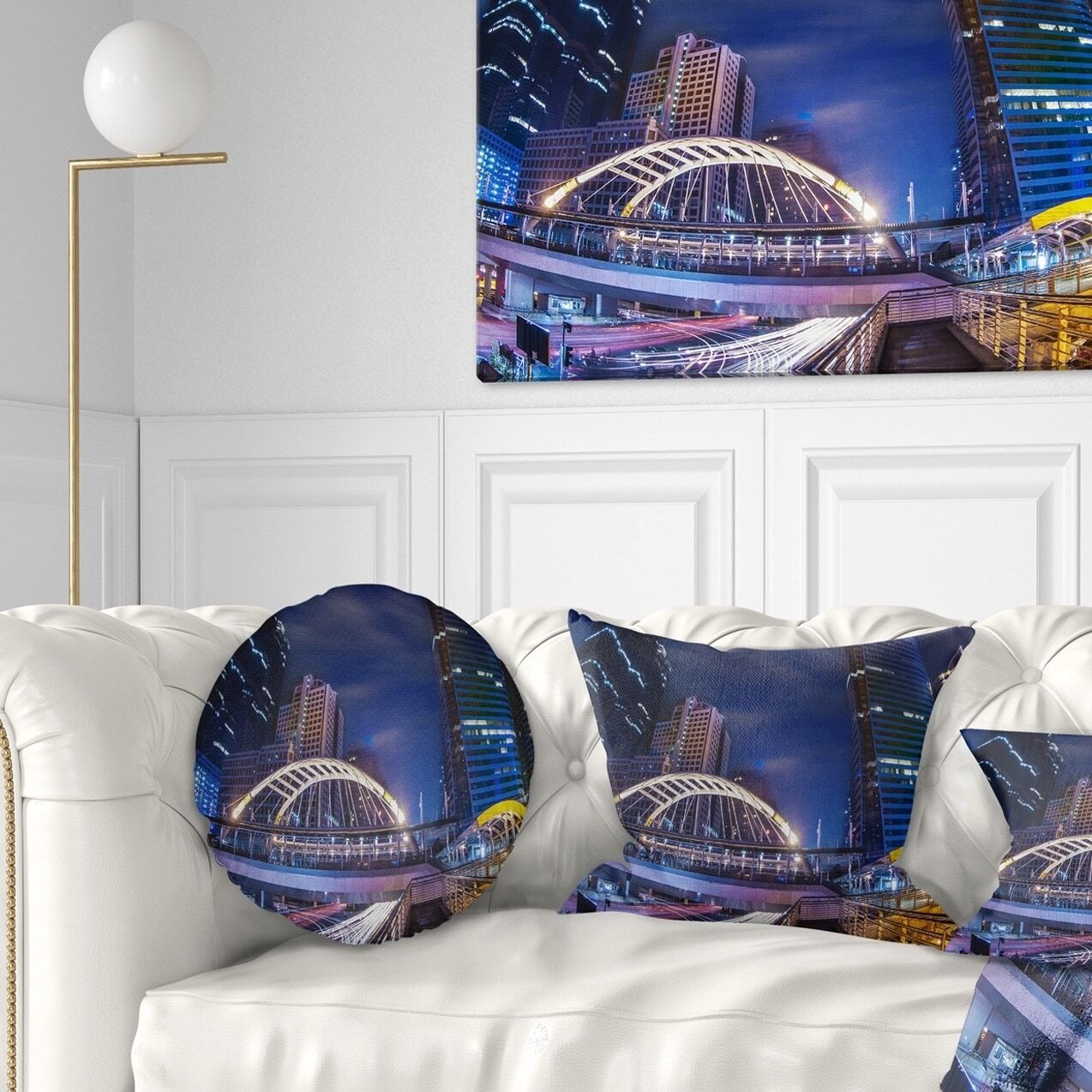 Designart 'Modern Bridge Cityscape' Photography Throw Pillow