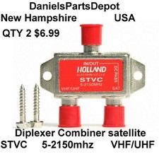 X2 DIPLEXER COMBINER HOLLAND 5-2150MHZ SATELLITE STVC VHF UHF DIRECT TV SPLITTER