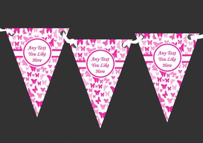 Beautiful Hot Pink Butterfly Personalised Wedding Venue or Reception Bunting