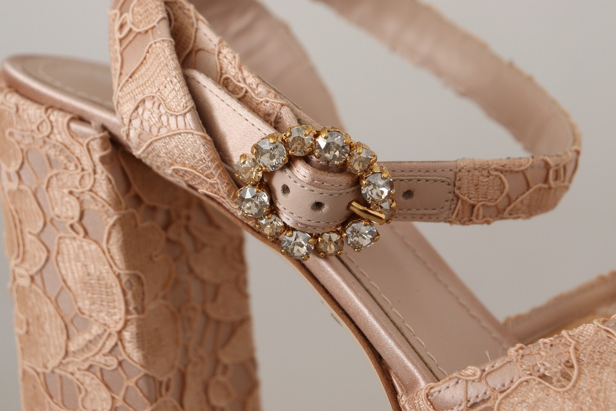 【送料&関税込】Dolce & Gabbana taormina Lace Sandals DOLCE & GABBANA Shoes Pink Lace Taormina Platform Sandals