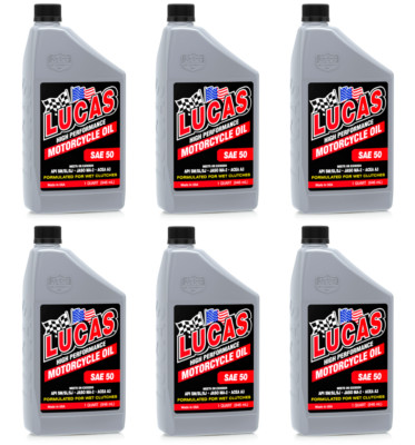 Lucas 10712 SAE 50 High Performance Motorcycle Oil Case 6 Quarts Harley V-Twin