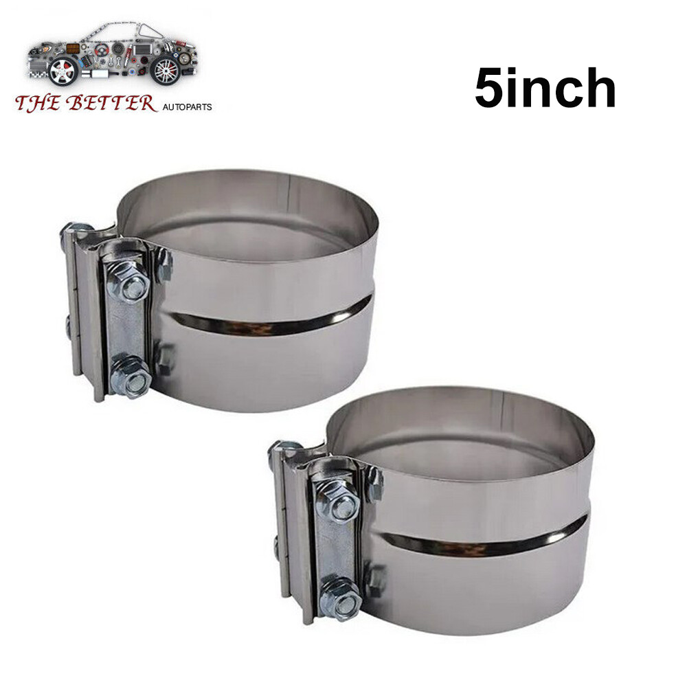 2PCS 5 Inch Lap Joint Exhaust Band Clamp Exhaust Pipe Repair Preformed Clip