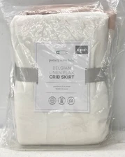 NEW Pottery Barn KIDS BABY Belgian Flax Linen Nursery Crib Skirt~Blush Pink