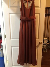 White by Vera Wang Women's Size 10 Formal Maxi Dress Front Slit V-Neck