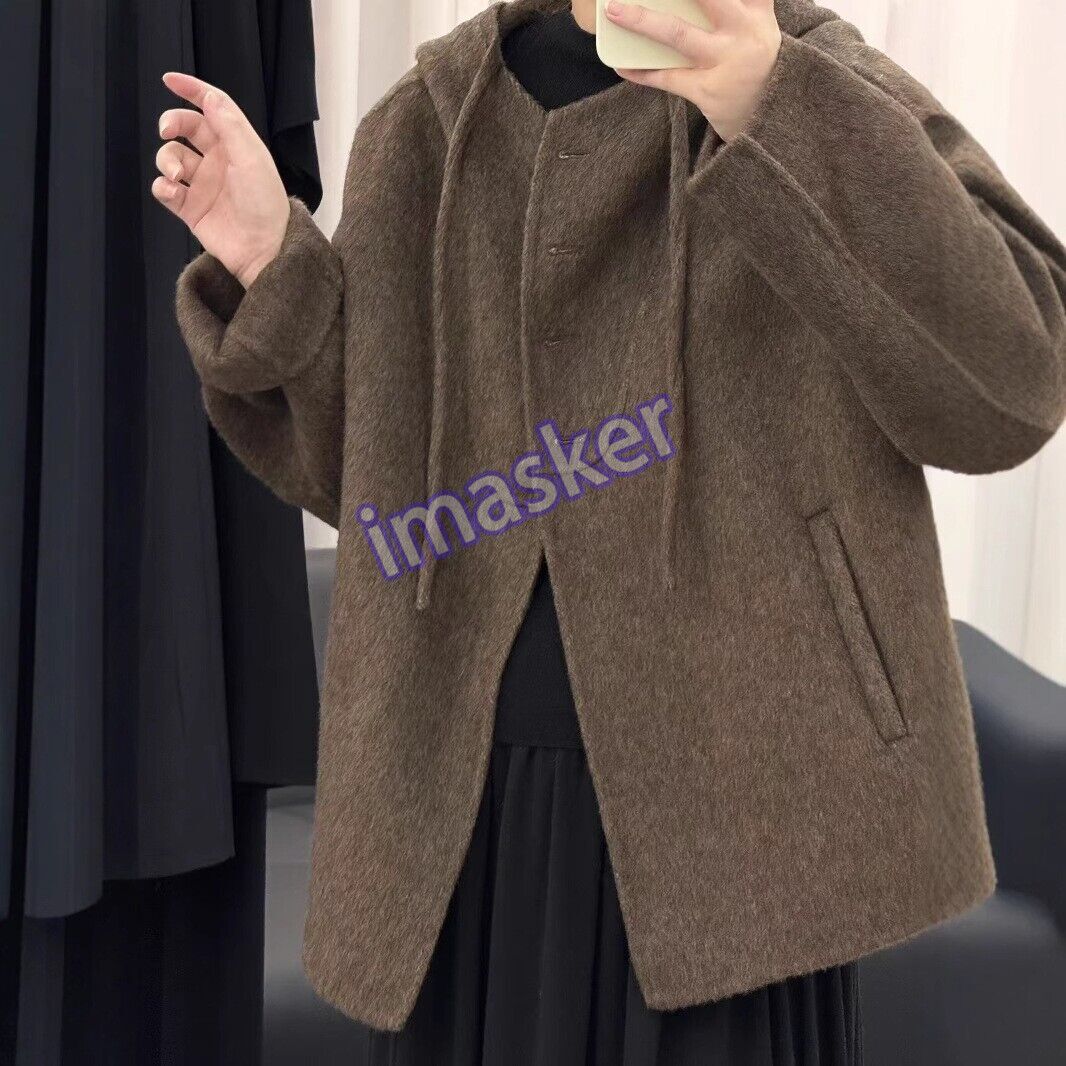 Womens Double-sided 100% Wool Single Breasted Woolen Coats Loose Jackets Sz
