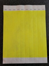 100 3/4" NEON YELLOW TYVEK WRISTBANDS, WRISTBANDS FOR EVENTS, PAPER WRISTBANDS