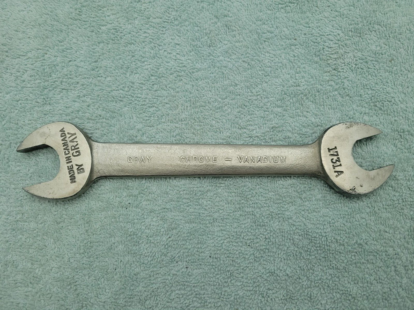 Vintage GRAY Open End Wrench 3/4" & 7/8" Made in Canada Chrome Vanadium 1731A