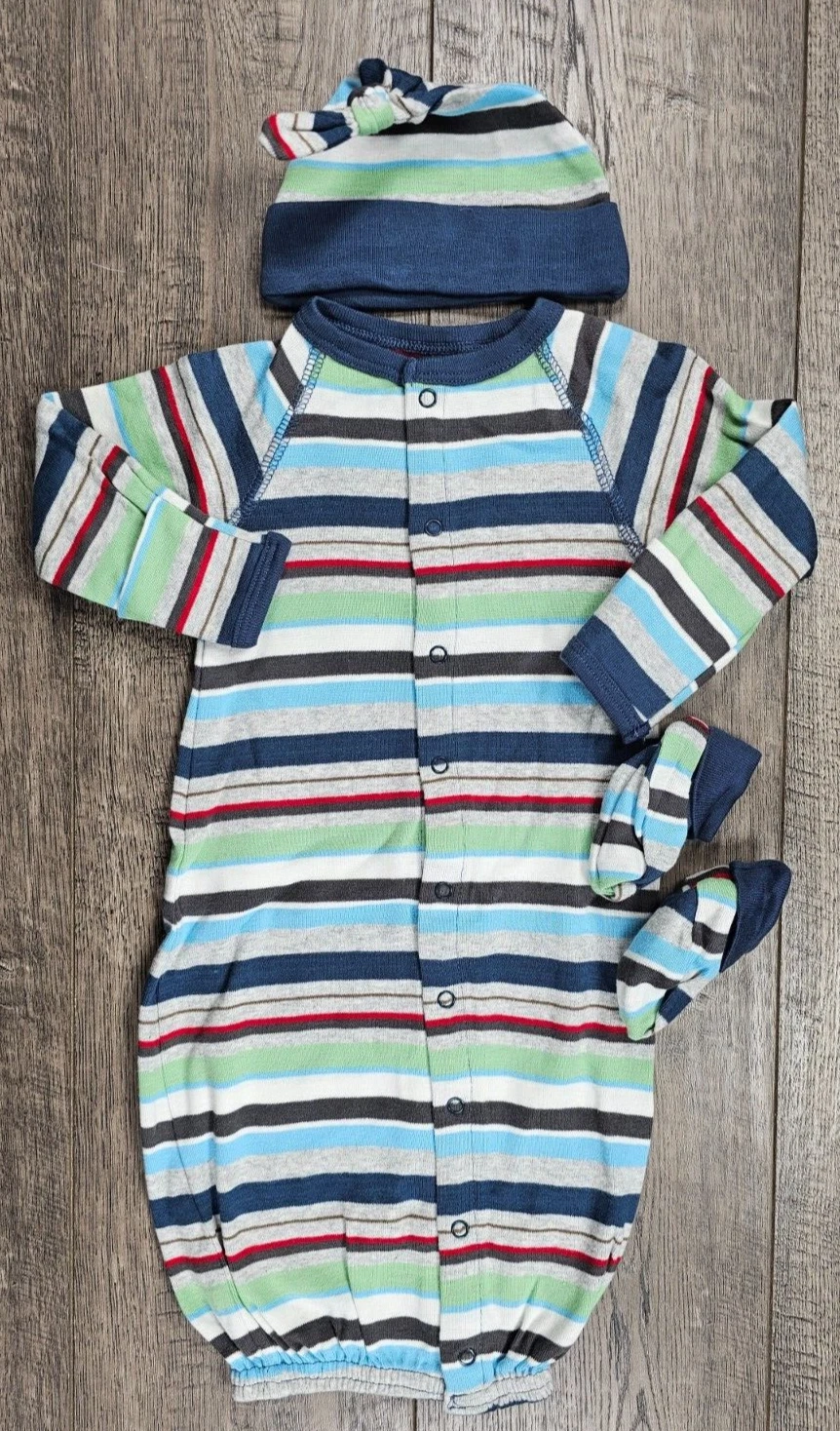 Baby Boy Clothes Nwot Koala Baby Newborn 3pc Striped Sleep Gown Outfit