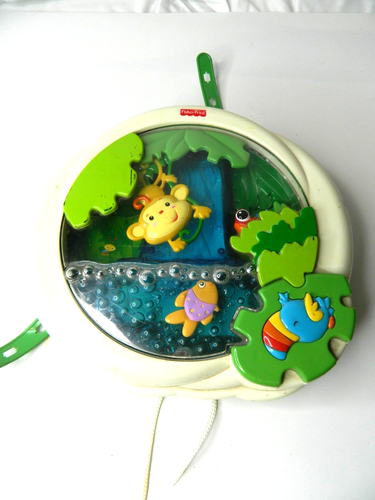 Fisher Price Rainforest Waterfall Soother Jungle PeekAboo Baby Crib Rail Toy (B)