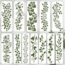 12 Pack Large Leaf Vine Stencils, DIY Crafts Drawing Templates, Stencils Reus...