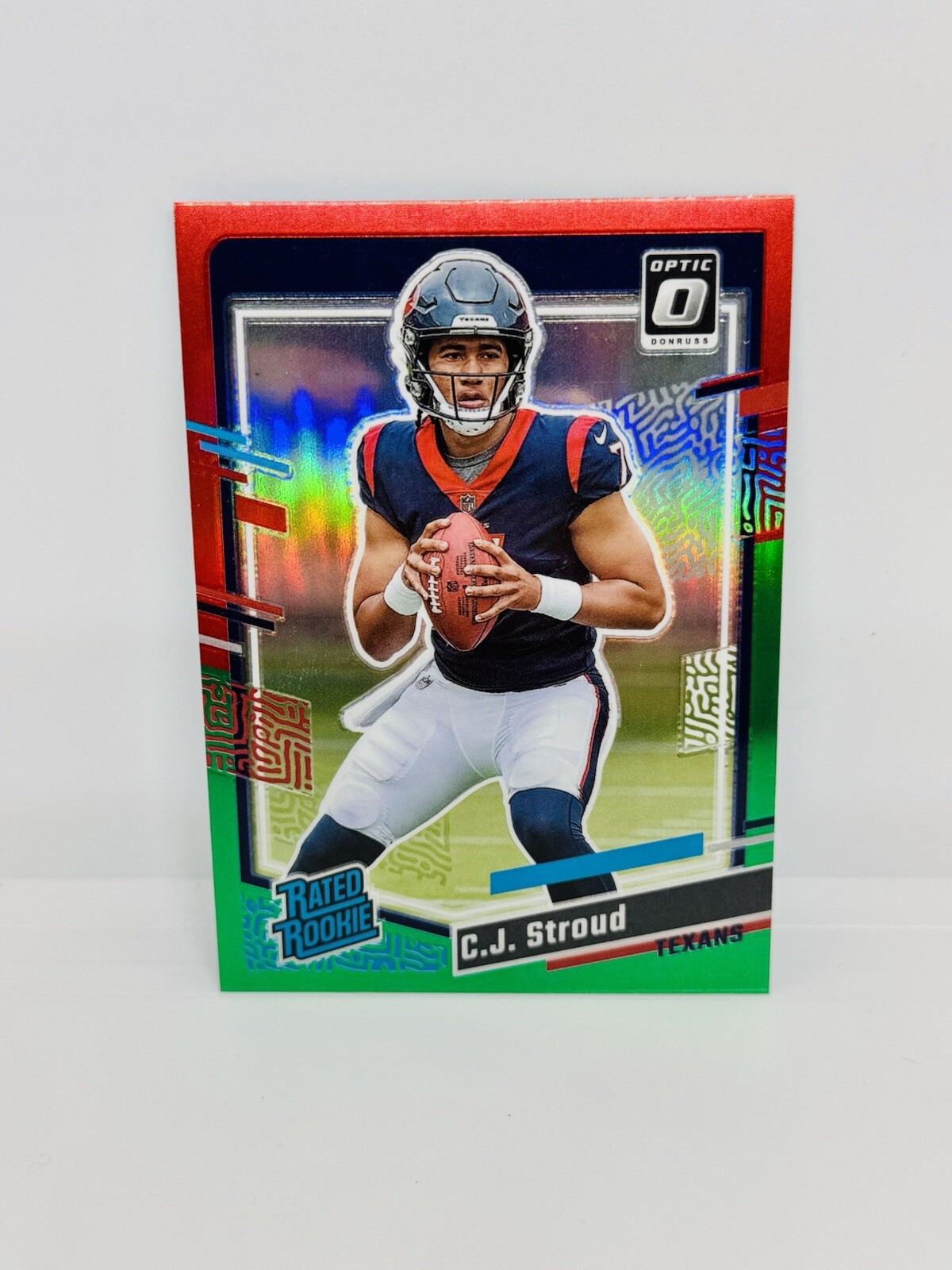 CJ STROUD Rookie 2023 Donruss Optic Preview Red & Green Prizm Texans RC #339