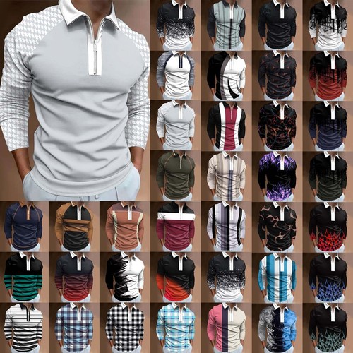 Men's Polo Shirt Long Sleeve Casual Slim-fit Basic Designed Cotton Shirts Tops