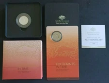 2021 $1 1/2oz Fine Silver Proof Coin Mungo Footprints In Time & 20c Coin In Card