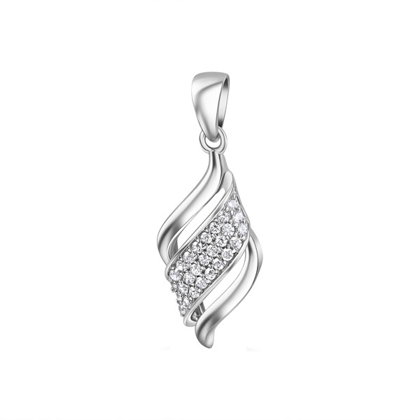 AnhäNger Aus 925/- Sterling Silber Rhodiniert Glanz 27 WeißE Zirkonia V AnhäNger-image