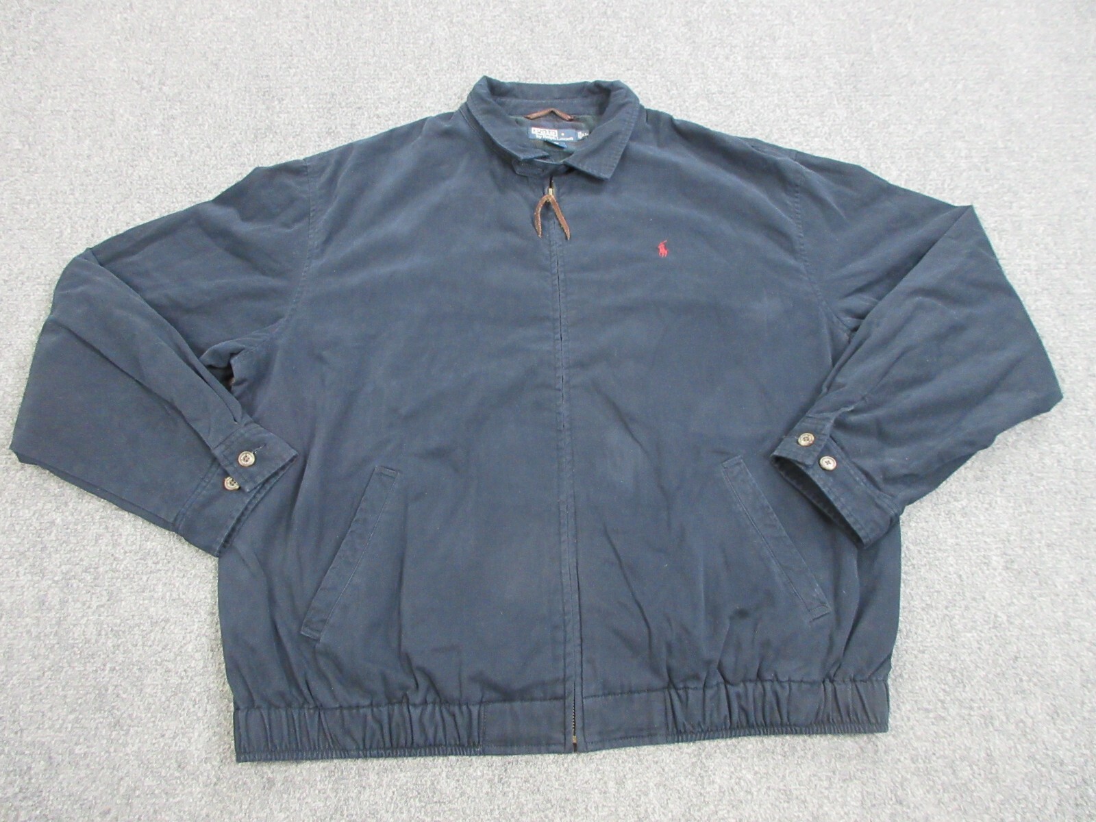 VINTAGE Polo Ralph Lauren Giacca Uomo Extra Large Blu Pony Logo Full Zip Preppy