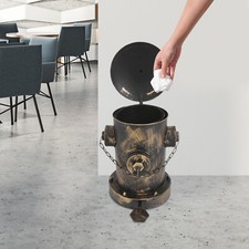 Retro Bronze Fire Hydrant Trash Can Pedal Trash Can Indoor Outdoor Waste Bin