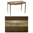 CARTIER PARIS SIGNED BRONZE & LEATHER MID CENTURY MODERN WRITING TABLE DESKS