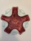 Murano Style Cased Glass Bowl, Clear White casing, Red W/Gold Fleck