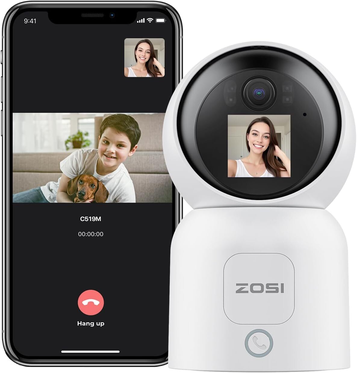 ZOSI 4MP 2 Way Video Security Camera, C519M 360° View Baby/Pet WiFi-1Cam