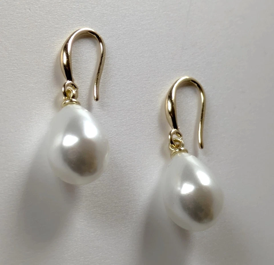 1 Paar Ohrhänger Perlenohrhänger Ohrringe Gold Perle Tropfen Brisur Handmade NEU - Bild 4 von 4