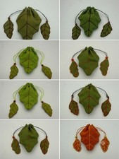 Small Fig Leaf Drawstring Pouch Bag Linen Canvas Coin Dice Storage Pocket Leaves
