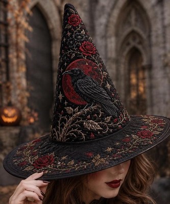 Cottagecore Forest Wizard Hat, Quilted Witch Hat, Woodland Witch Costume