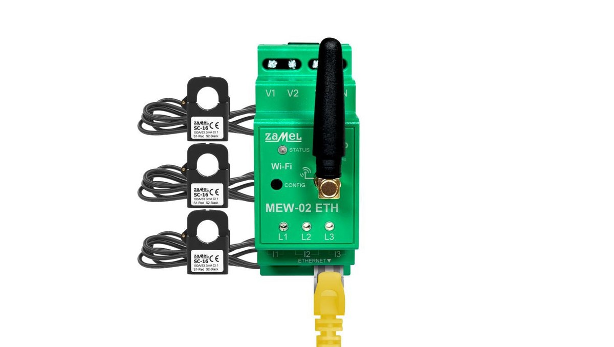 ETHERNET Power Monitor + Wi-Fi 3F+N Supla MEW-02 ETH/SC-16 +3 Converter S  /T2UK