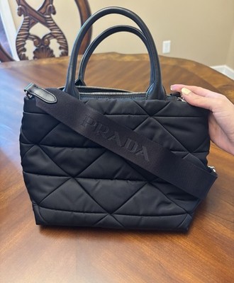 PRADA Convertible Quilted/Tessuto Tote Small Black Nylon for sale