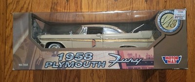 Motor Max 1:18 scale diecast 1958 Plymouth Fury Hardtop - Cream NIB
