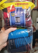 Hanes Boys Dyed Boxer Briefs 12-Pack Cool Comfort Flex Waistband Tagless Large L