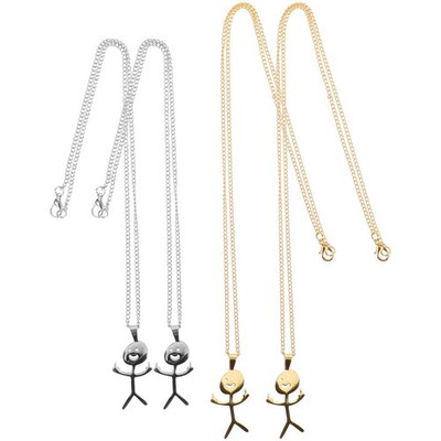 4 Pcs Kleine Mann Halskette Lustige Mit Anhänger Graffiti-Halskette
