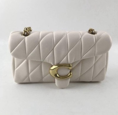 Coach Tabby 26 Quilted Shoulder Bag Leather, White/Gold