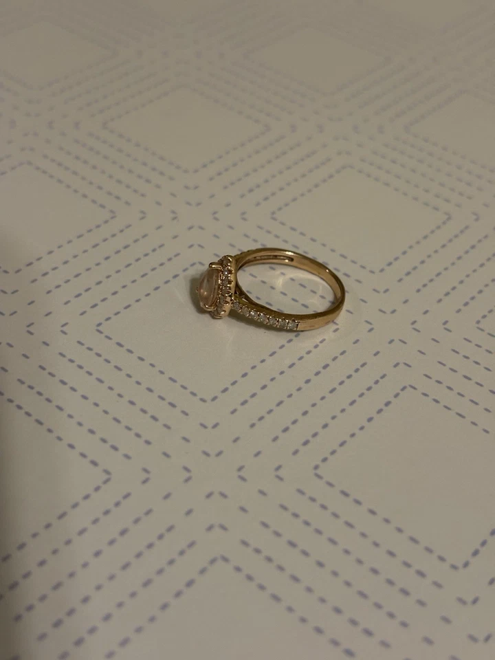 Juego de anillos de boda de morganita de oro rosa de 14k talla 5,25 Foto 2 de 4