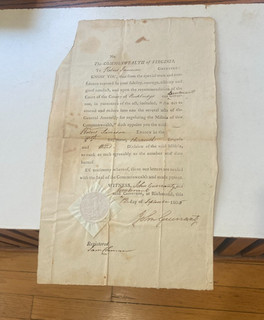 Historical Virginia Militia Document Signed by John Guerrant September 12 1805
