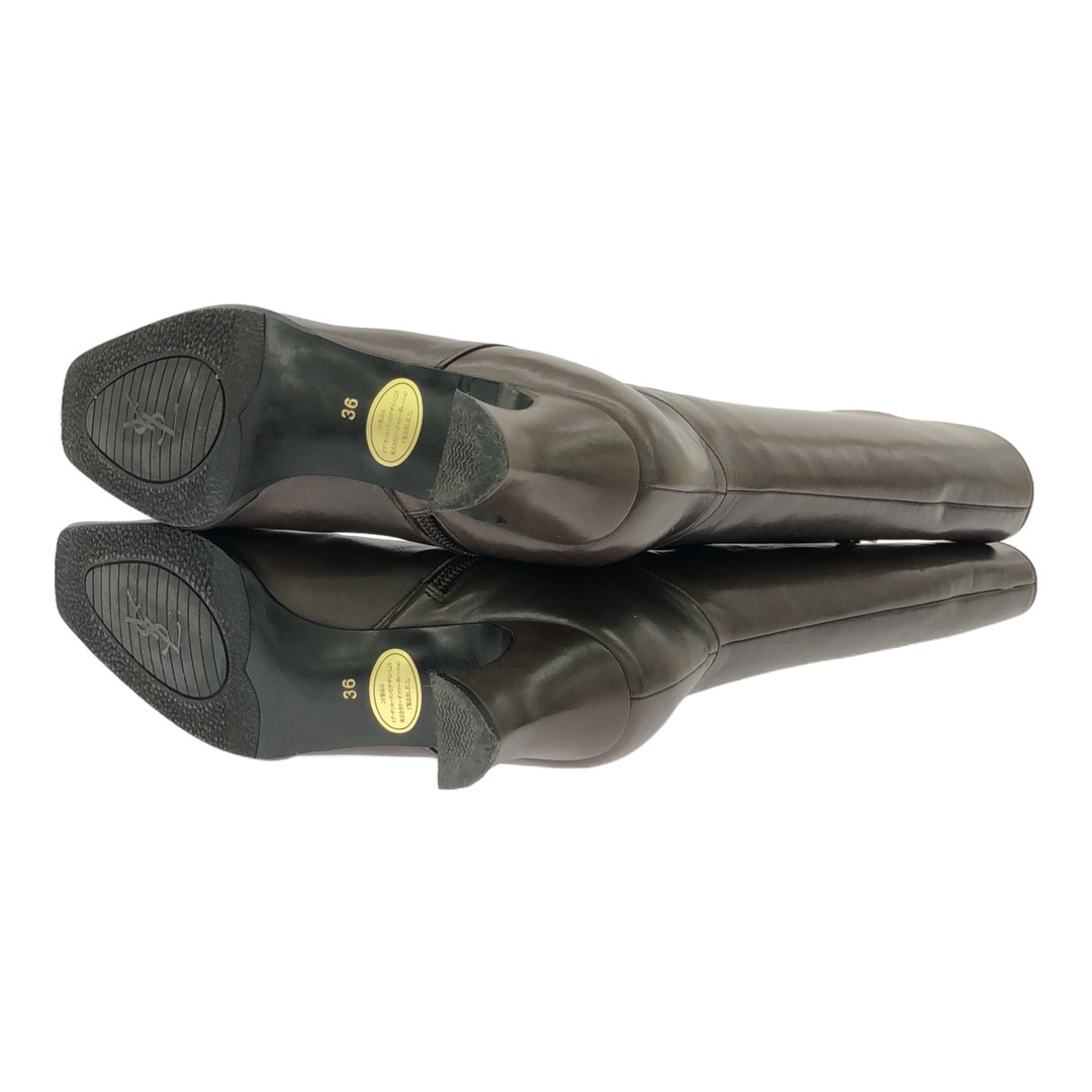 YVES SAINT LAURENT stivali pelle cerchio 6603 scarpe donna marrone usato0