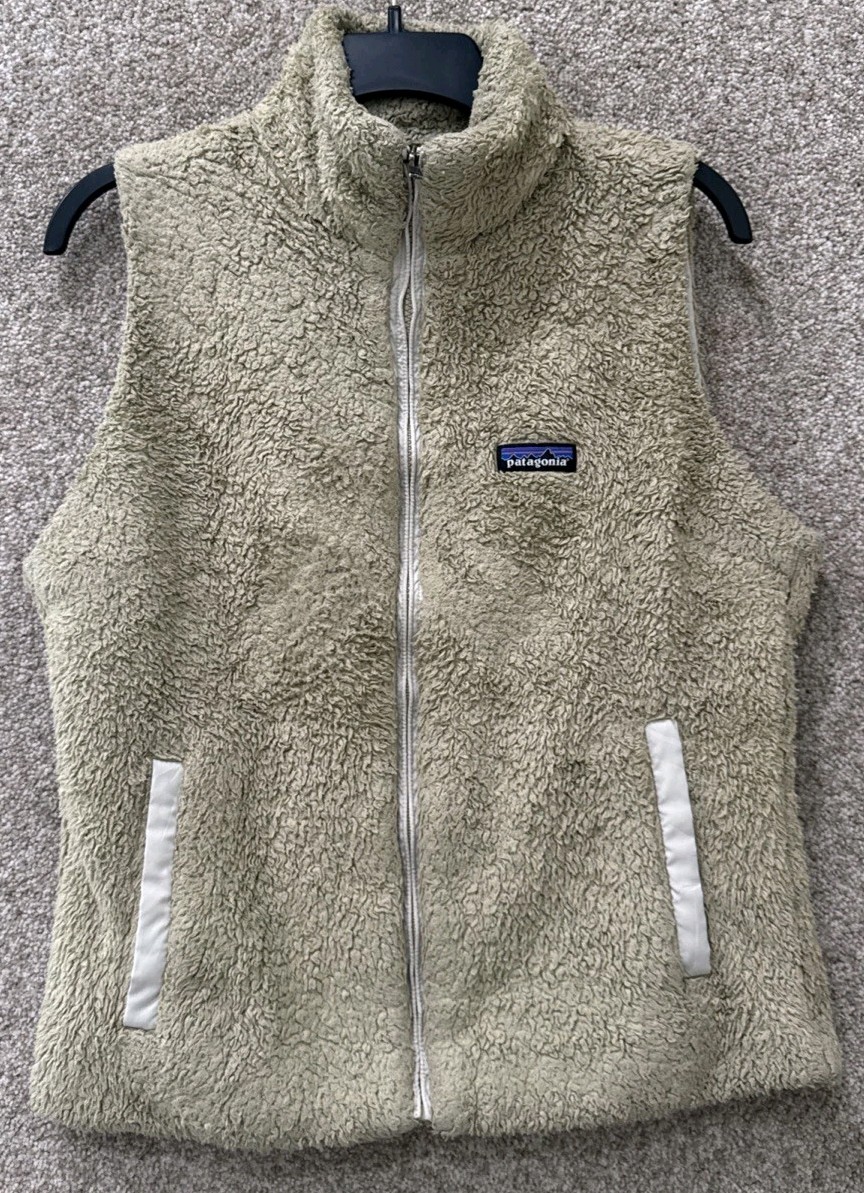Patagonia Womens Size Large Los Gatos Vest Full Zip Fleece Jacket Beige 25215