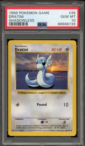 Pokemon Dratini Base Set Shadowless #26 PSA 10 Gem Mint