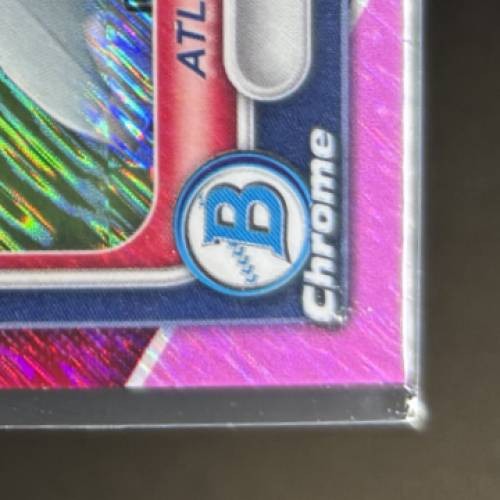 2024 Bowman Chrome Mario Baez Fuchsia Shimmer /199 #BCP-153 1st Braves - Bild 6 von 10