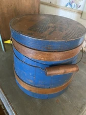 Blue Primitive Bail Handle Pantry Box Old very nice 