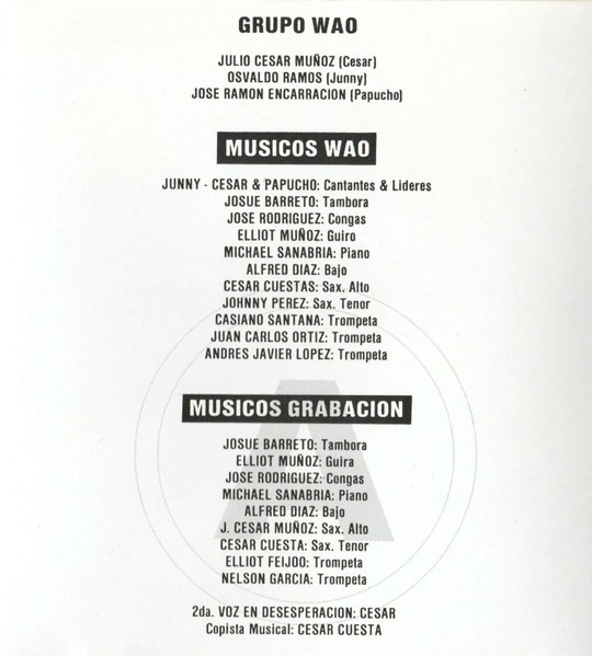 Grupo Wao - Pa' To' El Año  (CD, Album) (Very Good Plus (VG+)) - 3913592437