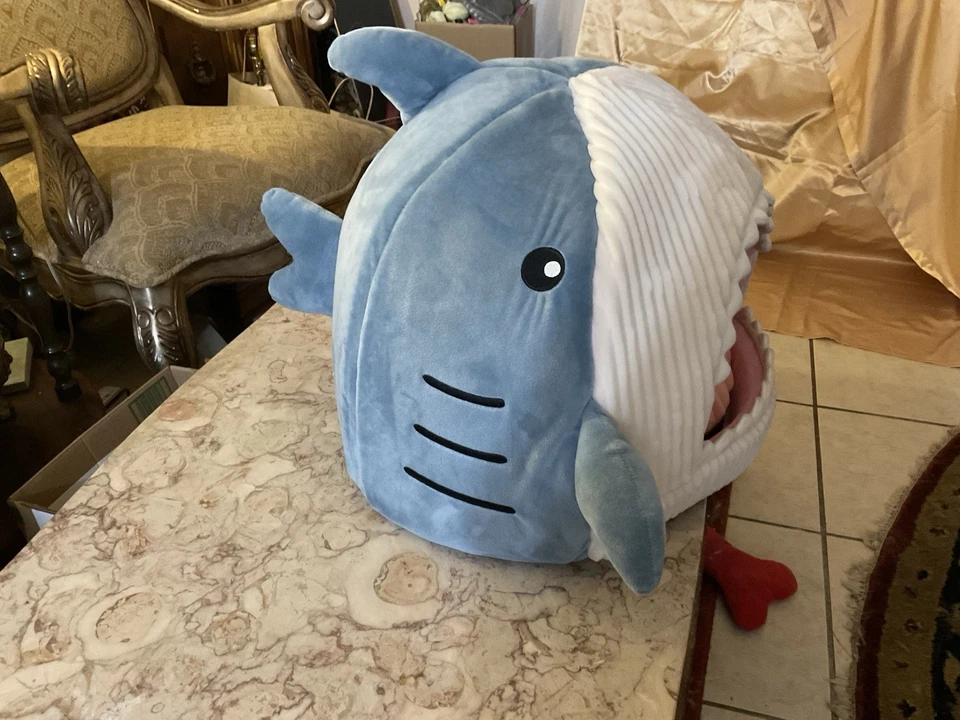Cozy and Warm Hideout A Shark-Shaped Pet Bed for Small Dogs and Cats - Image 3 of 4