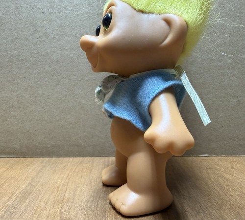 Vintage 1991 T.N.T Troll Doll Lot Yellow Pink Hair Green Pink Eyes Pyjama Baby - Bild 6 von 17