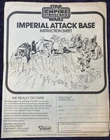 Star Wars IMPERIAL ATTACK BASE INSTRUCTION SHEET 1980 Original Vintage Kenner