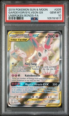 2019 POKEMON SUN & MOON UNBROKEN BONDS FULL ART/GARDEVOIR & SYLVEON GX PSA 10