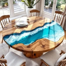 Ocean Blue Epoxy Resin Table Top– Handmade Wood Dining & Coffee Centerpiece