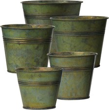 Oairse Set of 5 Plant Pots Outdoor Galvanised Planter Garden Planters Metal Pla