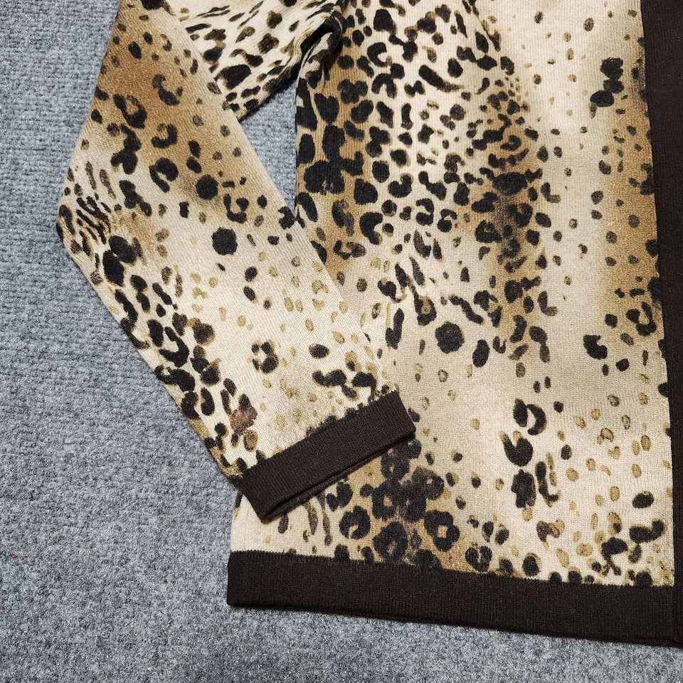 Suéter Investments Mujer Pequeño Marrón Estampado Animal Cachemira Cárdigan  Foto 3 de 4